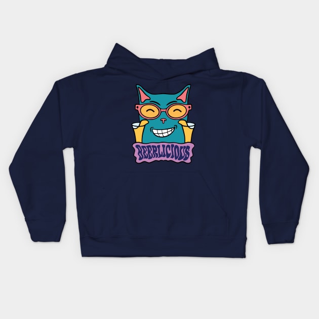 Cat enjoying beer Kids Hoodie by definedesign